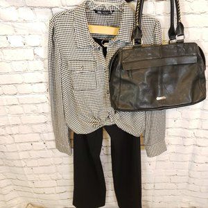 SALE PRICED!!>>ZARA BLACK AND WHITE HOUNDSTOOTH SHIRT SZ XL